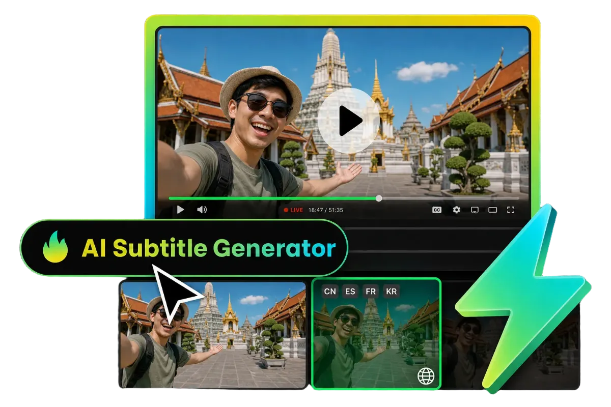 Accurate Thai subtitle generation optimized for unspaced text and native language alignment.